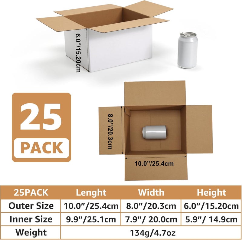 EXYGLO 25 Pack 10x8x6 Shipping Boxes for Small Business, White Corrugated Cardboard Small Box for Packaging, Moving, Mailing, and Storing - Image 2
